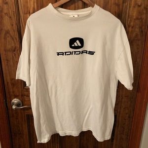 Vintage Adidas Spellout White Black Logo T-Shirt